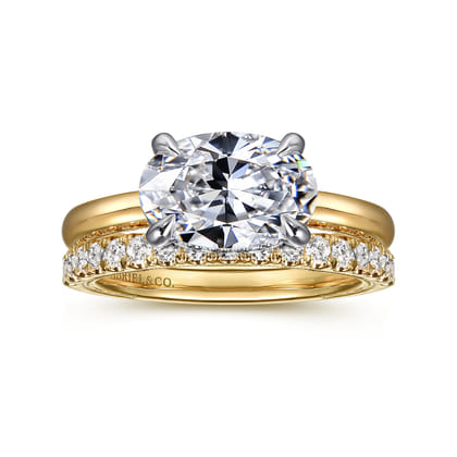 Sandi - 14K White-Yellow Gold East West Oval Diamond Engagement Ring