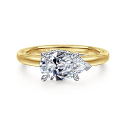 Sandi - 14K White-Yellow Gold East West Pear Shape Diamond Engagement Ring