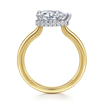 Sandi - 14K White-Yellow Gold East West Pear Shape Diamond Engagement Ring