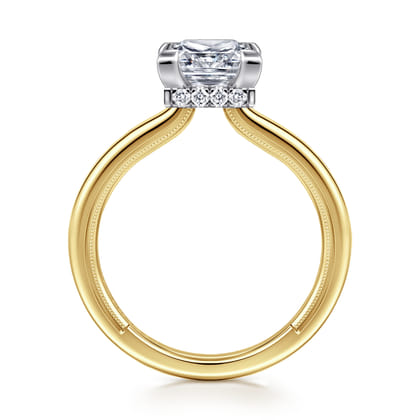 Sandi - 14K White-Yellow Gold East West Princess Cut Diamond Engagement Ring