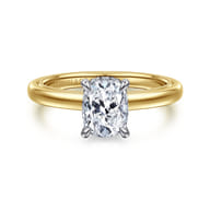 Sandi - 14K White-Yellow Gold Elongated Cushion Diamond Engagement Ring
