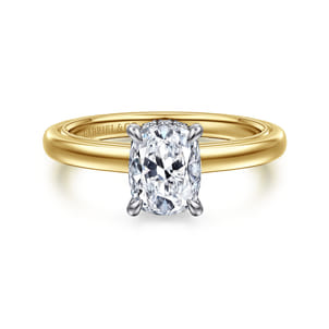 Sandi - 14K White-Yellow Gold Elongated Cushion Diamond Engagement Ring