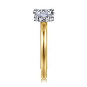 Sandi - 14K White-Yellow Gold Elongated Cushion Diamond Engagement Ring