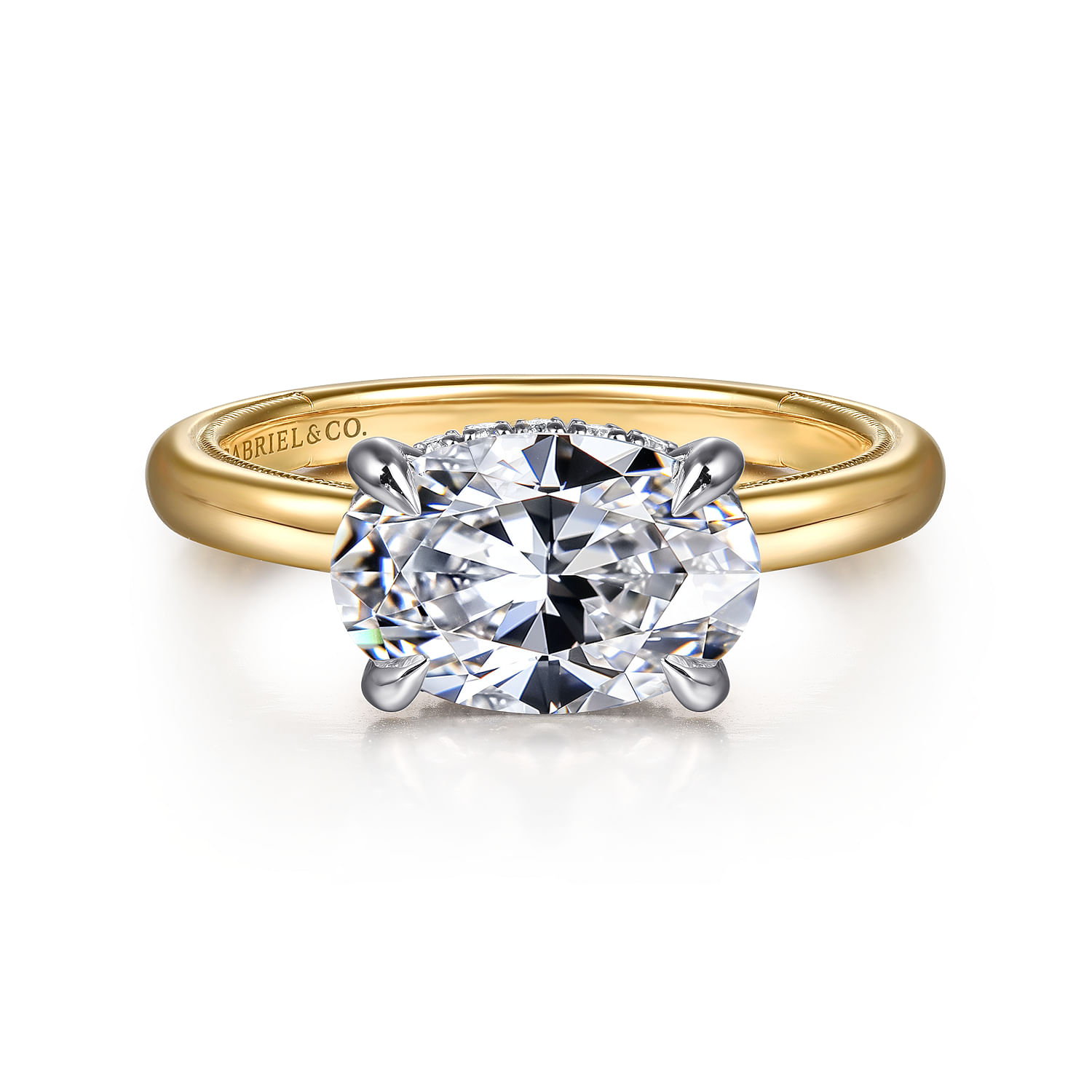 Sandi - 14K White-Yellow Gold Oval Diamond Engagement Ring