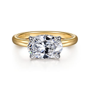 Sandi - 14K White-Yellow Gold Oval Diamond Engagement Ring