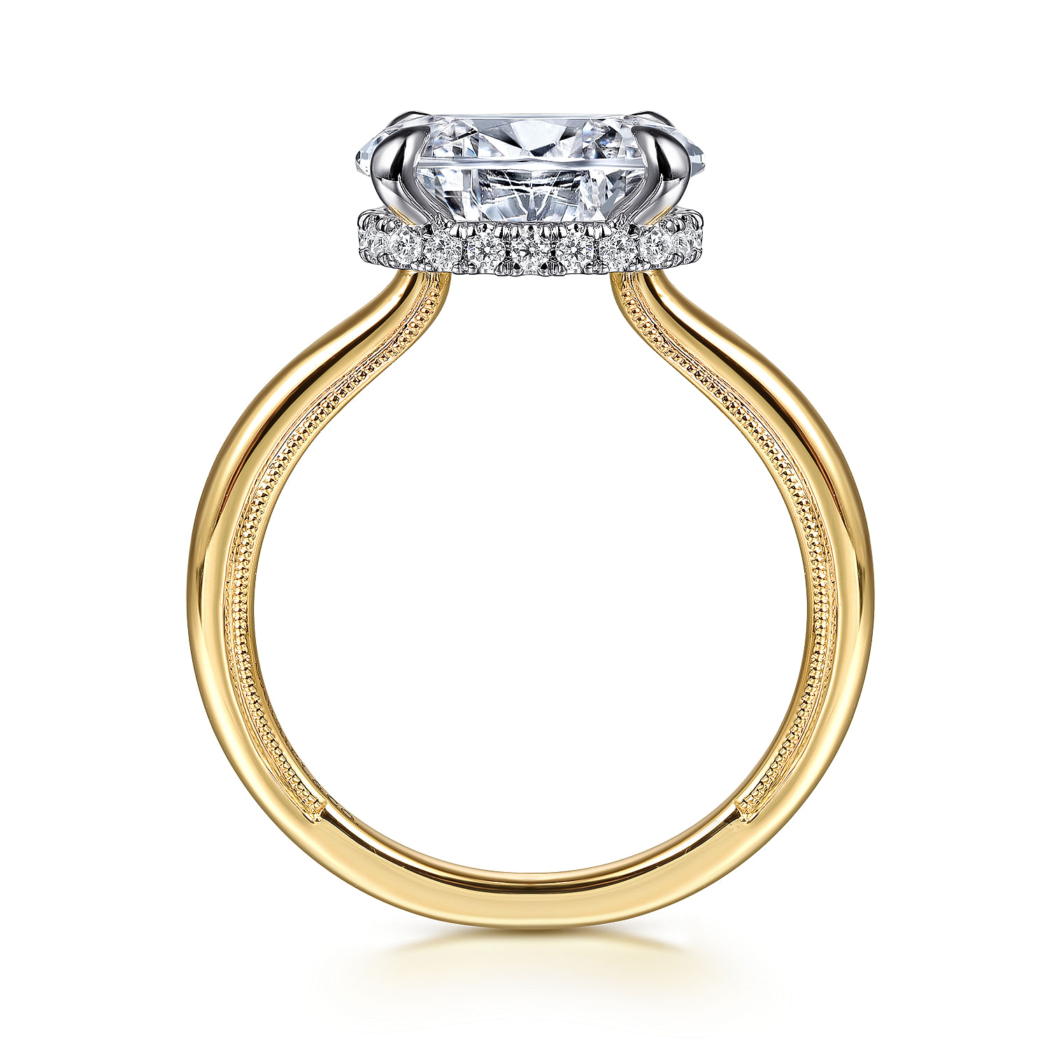 Sandi - 14K White-Yellow Gold Oval Diamond Engagement Ring