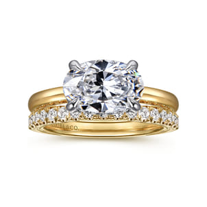 Sandi - 14K White-Yellow Gold Oval Diamond Engagement Ring