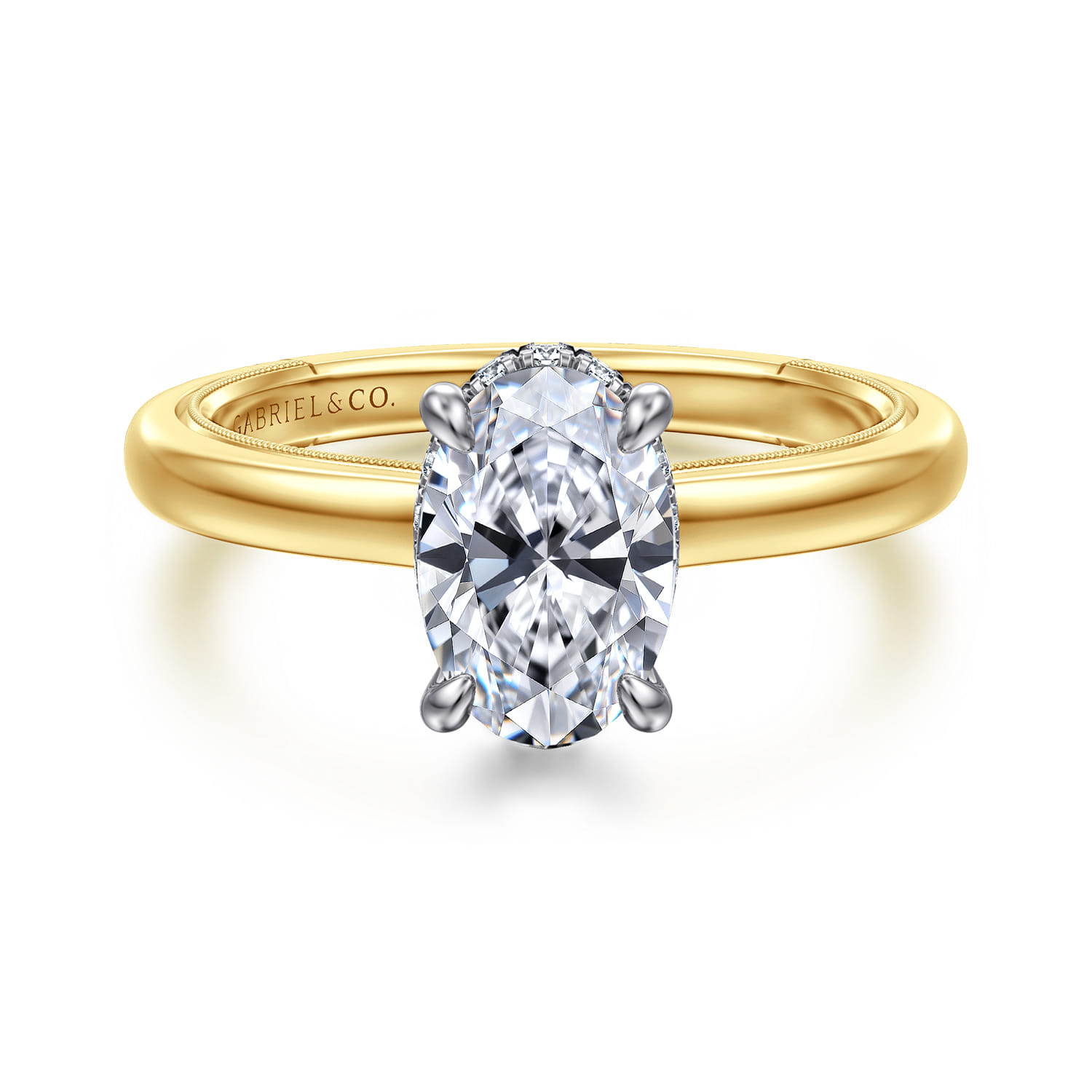 Sandi - 14K White-Yellow Gold Oval Diamond Engagement Ring