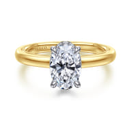 Sandi - 14K White-Yellow Gold Oval Diamond Engagement Ring