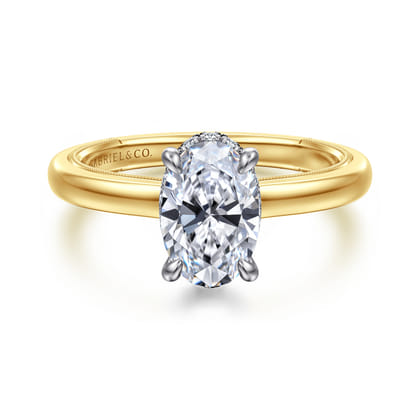 Sandi - 14K White-Yellow Gold Oval Diamond Engagement Ring