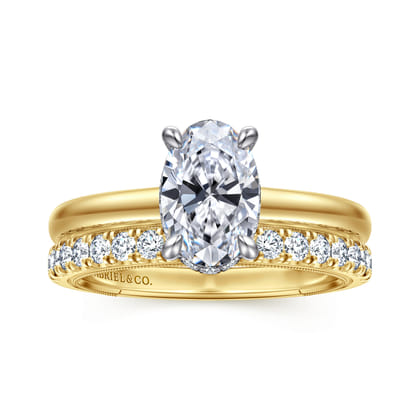 Sandi - 14K White-Yellow Gold Oval Diamond Engagement Ring