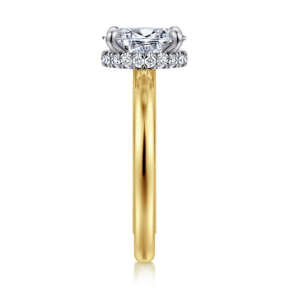 Sandi - 14K White-Yellow Gold Oval Diamond Engagement Ring