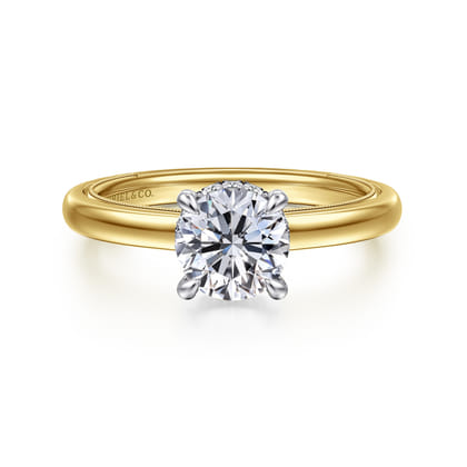 Sandi - 14K White-Yellow Gold Round Diamond Engagement Ring