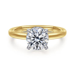 Sandi - 14K White-Yellow Gold Round Diamond Engagement Ring