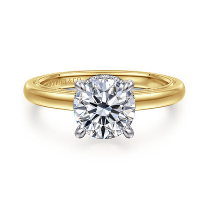 Sandi - 14K White-Yellow Gold Round Diamond Engagement Ring
