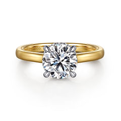 Sandi - 14K White-Yellow Gold Round Diamond Engagement Ring