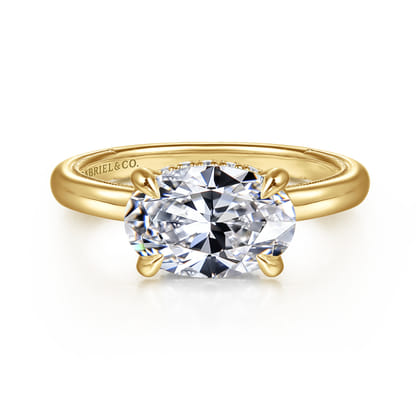 Sandi - 14K Yellow Gold East West Oval Diamond Engagement Ring