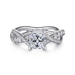 Sandrine - 14K White Gold Princess Cut Diamond Twisted Engagement Ring