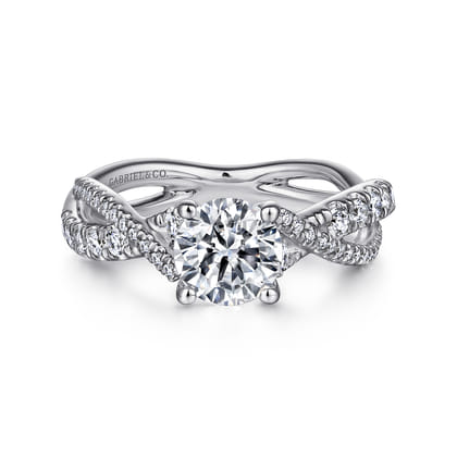 Sandrine - 14K White Gold Round Diamond Twisted Engagement Ring