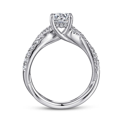 Sandrine - 14K White Gold Round Diamond Twisted Engagement Ring