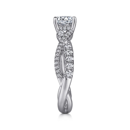 Sandrine - 14K White Gold Round Diamond Twisted Engagement Ring