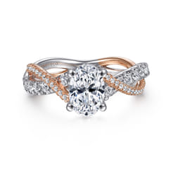 Sandrine - 14K White-Rose Gold Oval Diamond Twisted Engagement Ring