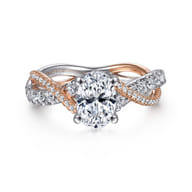 Sandrine - 14K White-Rose Gold Oval Diamond Twisted Engagement Ring