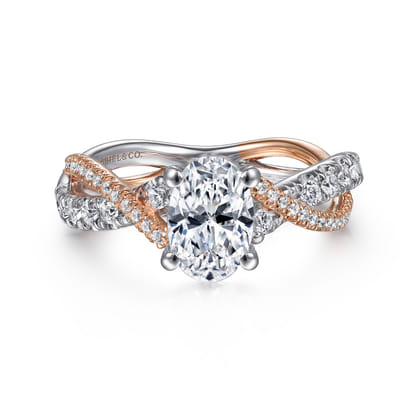 Sandrine - 14K White-Rose Gold Oval Diamond Twisted Engagement Ring