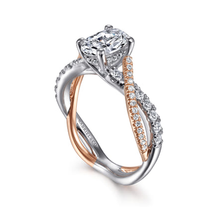 Sandrine - 14K White-Rose Gold Oval Diamond Twisted Engagement Ring