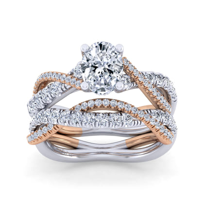 Sandrine - 14K White-Rose Gold Oval Diamond Twisted Engagement Ring