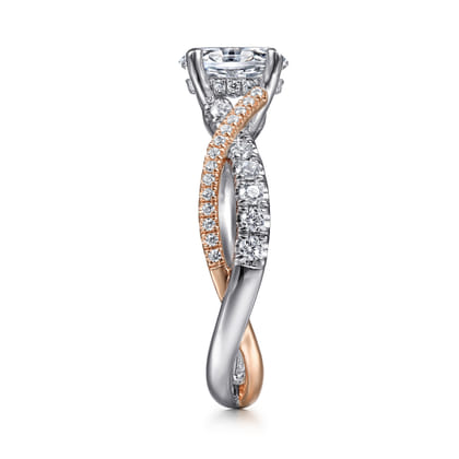 Sandrine - 14K White-Rose Gold Oval Diamond Twisted Engagement Ring