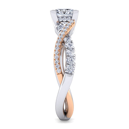 Sandrine - 14K White-Rose Gold Princess Cut Diamond Twisted Engagement Ring