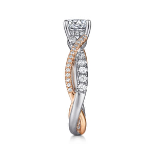 Sandrine - 14K White-Rose Gold Round Diamond Twisted Engagement Ring