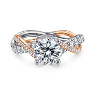 Sandrine - 14K White-Rose Gold Round Twisted Diamond Engagement Ring