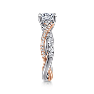 Sandrine - 14K White-Rose Gold Round Twisted Diamond Engagement Ring
