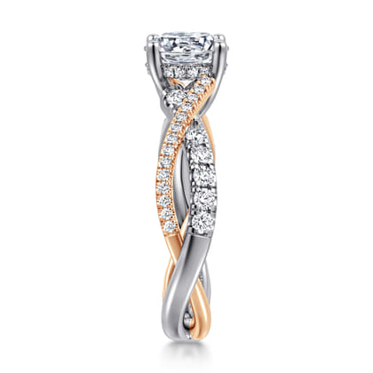 Sandrine - 14K White-Rose Gold Round Twisted Diamond Engagement Ring