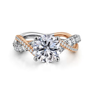 Sandrine - 14K White-Rose Gold Twisted Round Diamond Engagement Ring