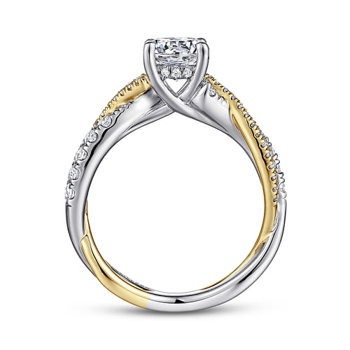 Sandrine - 14K White-Yellow Gold Round Diamond Twisted Engagement Ring - 0.36 ct - Shot 2