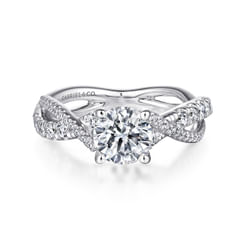 Platinum Round Diamond Twisted Engagement Ring