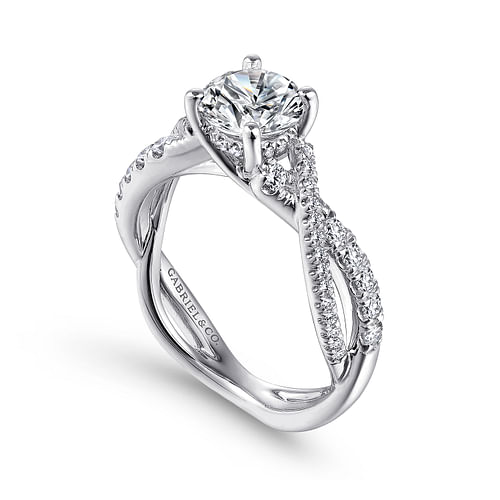 Sandrine - Platinum Round Diamond Twisted Engagement Ring - 0.36 ct - Shot 3