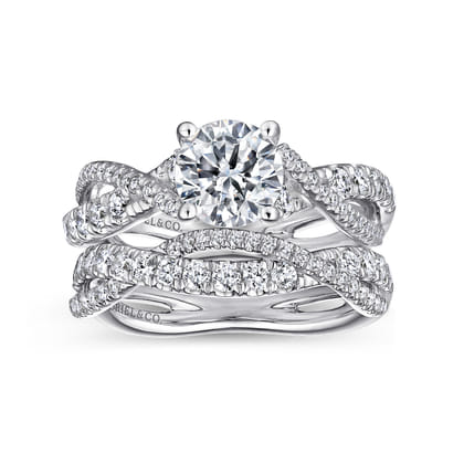 Sandrine - Platinum Round Diamond Twisted Engagement Ring