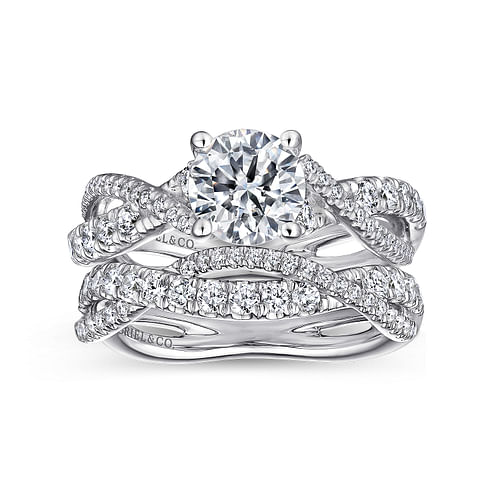 Sandrine - Platinum Round Diamond Twisted Engagement Ring - 0.36 ct - Shot 4