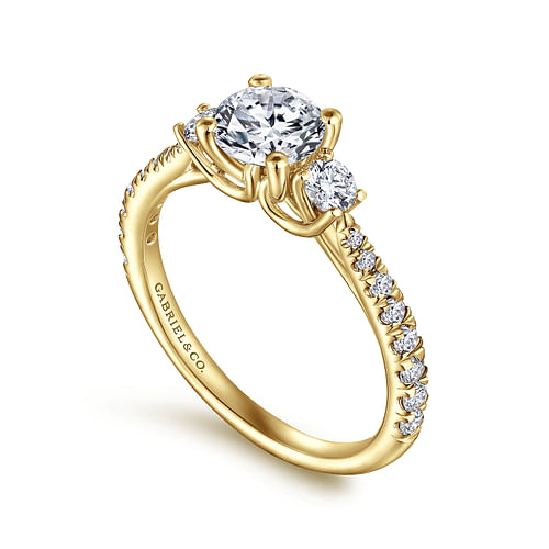 Sandy - 14K Yellow Gold Round Three Stone Diamond Engagement Ring - 0.45 ct - Shot 3