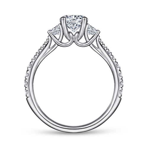 Sandy - Platinum Round Three Stone Diamond Engagement Ring - 0.45 ct - Shot 2