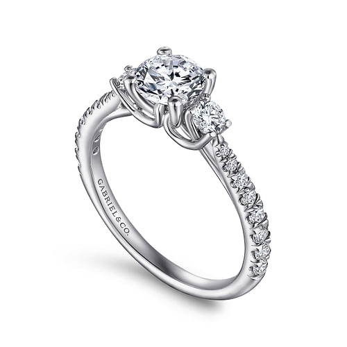 Sandy - Platinum Round Three Stone Diamond Engagement Ring - 0.45 ct - Shot 3