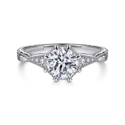 14K White Gold Round Diamond Engagement Ring