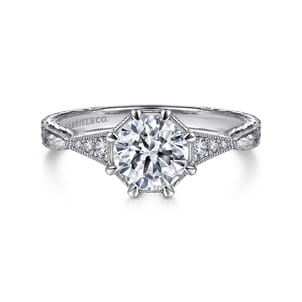 Sanna - Platinum Vintage Inspired Round Diamond Channel Set Engagement Ring