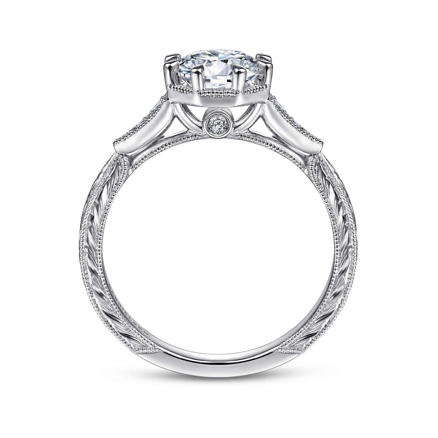 Sanna - Platinum Vintage Inspired Round Diamond Channel Set Engagement Ring