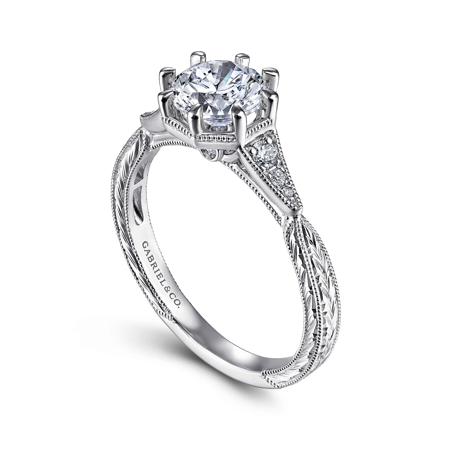 Sanna - Platinum Vintage Inspired Round Diamond Channel Set Engagement Ring