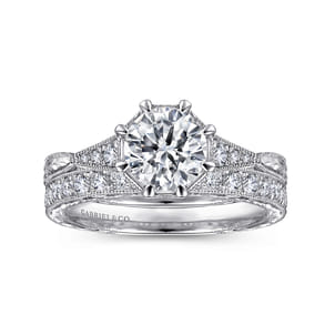 Sanna - Platinum Vintage Inspired Round Diamond Channel Set Engagement Ring